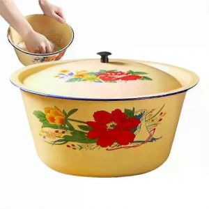 Bol À Mélanger En Émail Avec Couvercle Grand Saladier Lavabo Bols À Soupe Vintage De Style Chinois Pour Ramen Bol De Service Pour Plats Asiatiques - Neuf