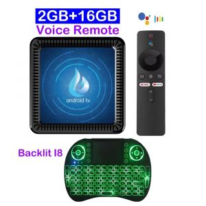 TV Box Android 14 Q17 lecteur multimédia Bluetooth 5.4 Allwinner H313 Ram 4GB 8GB Rom 64GB 128GB décodeur 8K Ultra 4K boîtier TV intelligent,Clavier 2G 16G, prise UE - Neuf