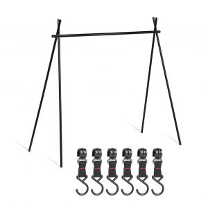 Etagere De Camping Pliable En Alliage D'aluminium, Triangulaire, Support De Rangement Suspendu Pour L'exterieur, Grande Taille, Avec 6 Crochets, Noir - Neuf