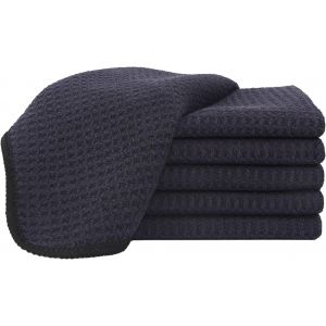KGABERY-Lot De 6 Chiffons De Nettoyage Épais En Microfibre Gaufrée 33x33 Cm Noir - Neuf