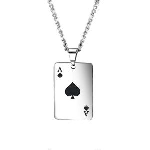 Opk 1542 Titane Acier Hommes Collier Personnalité Poker Pendentif Couleur : Noir Avec Chaîne - Neuf