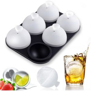Bac A Glacons En Silicone Avec Couvercle, 5cm Moule &Agrave; Gla&ccedil;ons Rond, Grande Bac A Glacon Boule De Glace, Pour Boisson Froide, Whisky, Cocktail, Vin, Bi&egrave;re, Jus, San Bpa - Neuf