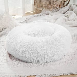 Panier Moelleux Pour Chat Et Chien,Lit Rond Pour Animaux (50cm,Blanc) - Neuf