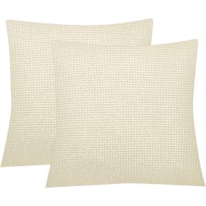 Cauc-Housse De Coussin Assorti &Agrave; Nos Housses De Canap&eacute;, 2 X Housse De Coussins, Jacquard Beige - Neuf
