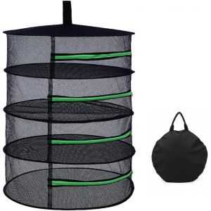 KGABERY-Seche Linge Pliable Filet,4 Couches Sechoir Filet À Suspendre,Sechoir A Linge Pliable Avec Fermetures À Glissière,Filet De Séchage Pour Chaussette,Herbe,Viande,Plante,Légumes,Fruits - Neuf