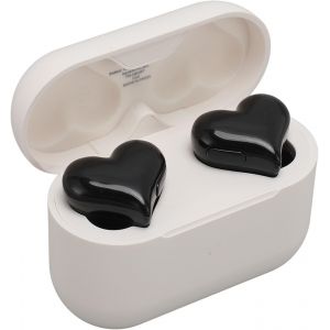 lbgwp60-couteurs Sans Fil En Forme De C?ur, Écouteurs Sans Fil Élégants, Son Stéréo Hifi, Écouteurs Bluetooth 5.3 Étanches Avec Étui De Chargement Pour Filles Et Femmes (Black) - Neuf