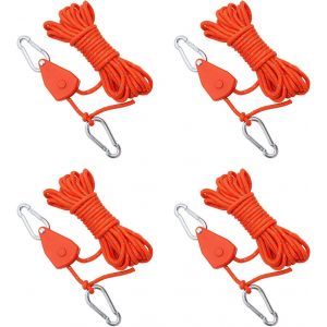 Yemaesre-4 Pièces Corde De Tente Réfléchissante 4mmx4m Cordes À Cliquet Avec Crochets Corde De Camping Légère Corde À Cliquet Réglable Pour Le Camping Randonnée Auvent Tente Suspension - Neuf