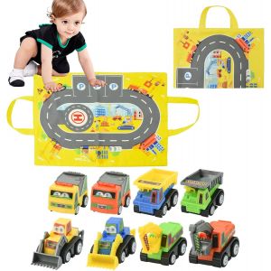 KAJGL-8 Ensembles D'Ing&eacute;nierie De B&eacute;b&eacute; Jeu De Voiture De Jouet,Projet De Construction Jaune Porte-Porte Bagage Cadeau/Tapis De Jeu De La Route De La Circulation,Dispositif De Rebondissement - Neuf