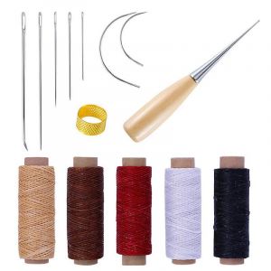 Outil d'artisanat en cuir Fil cir&eacute; cordon aiguilles &agrave; coudre Kit de r&eacute;paration de chaussures outil 14Pcs - Neuf
