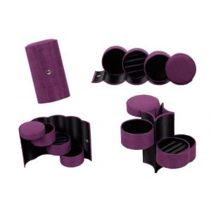 Bo&icirc;te &agrave; bijoux avec 3 tiroirs - violet - Neuf
