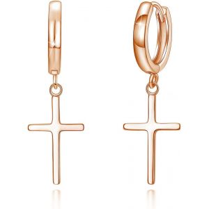 Boucles D'oreilles Croix Boucles D'oreilles Créoles Collier Croix Argent Sterling 925 En Femmes Filles Garçons Hommes Cadeau De Noël.[X2890] - Neuf