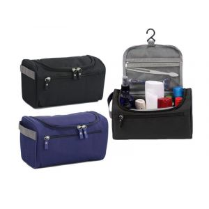 Trousse de toilette de voyage &agrave; suspendre - Trousse de rangement pour cosm&eacute;tiques et maquillage - Lot de 2 - Noir et bleu marine - Neuf