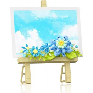 Mini Kit De Construction De Bouquet De Fleurs, Bloc Easel Pour Décorations De Bureau Et Autocollants De Message. Jouets De Construction De Fleurs, Blocs De Construction (Bleu, 357 Pièces) - Neuf
