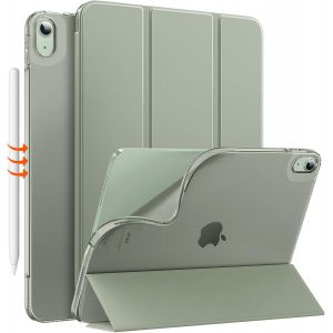 Coque pour iPad Air 11 Pouces 7e/6e G&eacute;n&eacute;ration M3/M2 2025/2024, iPad Air 5e/4e G&eacute;n 10,9"" 2022/2020, Coque Arri&egrave;re Translucide Givr&eacute;e TPU, Auto R&eacute;veil/Sommeil, Vert Sauge - Neuf