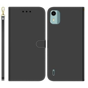 &Eacute;tui En Cuir Effet Miroir Pour Nokia C12 - Noir - Neuf