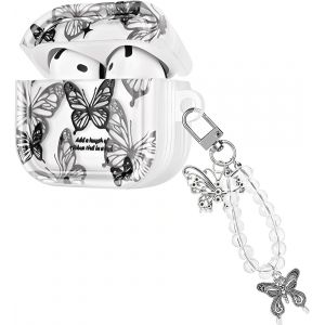 ELVORIX-Coque, Coque de Protection, Case d'&Eacute;couteurs en Forme de Papillon, Transparente d'&Eacute;couteurs, Housse Anti Choc, avec Cordon (Papillon) - Neuf