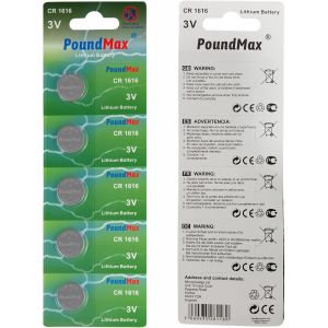 Lot de 5 Piles Bouton au Lithium CR1616 DL1616 3 V - Neuf