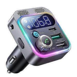Émetteur FM Bluetooth 5.3 pour voiture,[Double micros plus forts,basses profondes],adaptateur Bluetooth de chargeur de voiture 48W & QC3.0 - Neuf