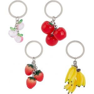 KAL-Porte-Clés En Forme De Fruits Fraises Bananes En Résine De Pêche Porte-Clés Tomate Sac À Dos Mignon Avec Fermoirs Pour Sac À Dos Pour Femme Sac À Dos Sac À Main Cadeau Décoratif - Neuf
