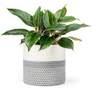 NouvelHorizonstore-Mini Panier de Rangement tiss&eacute; en Corde de Jute et Coton pour Pot de Fleurs jusqu'&agrave; 17,8 cm, Housse de Pot de Fleurs d&eacute;coratif, bac de Rangement, Organiseur de Table, Bureau, d&eacute;cor - Neuf