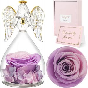 Rose Eternelle Cadeau Femme, Fleur Eternelle avec Ange Figurine, Cadeau Anniversaire Femme, Ange Rose Eternelle pour Maman, Cadeaux Mamie Original, Cadeaux Noel, Saint Valentin, Fete des Meres - Neuf