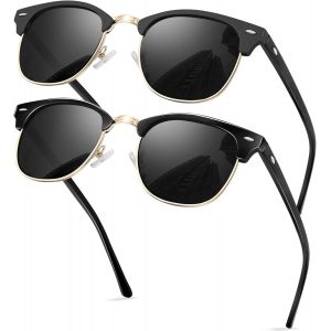 Tianyi-Lunettes De Soleil Polarisées Homme Et Femme, 2 Paires Lunettes De Soleil Demi-Monture Métal Classique Uv400 - Neuf