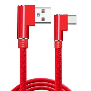 Câble Usb De Type C 90 Coude Résistant En Nylon Tressé De 1m/2m/3m,Câble De Données À Charge Rapide Pour Samsung S8 S9 Oneplus Huawei Xiaomi.Red.1m Typec Cable - Neuf