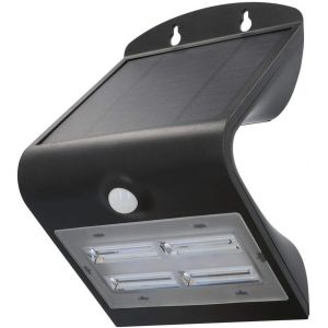 Applique Murale Solaire Led Avec Détecteur De Mouvement 120° | 3,2 W | 400 Lm | 4000 K | Lampe Solaire D'extérieur | Protection Contre Les Éclaboussures Ip65 | Noir | Classe Énergétique A++ - Neuf