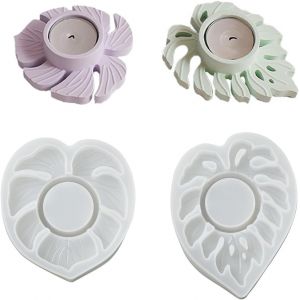 Kalanka-2 Pcs Tortue Dorsale Feuille Moule &Agrave; Bougie &Eacute;poxy R&eacute;sine Porte-Bougie Moules Pour Aromath&eacute;rapie Artisanat Ornements De Cire D&eacute;coration De F&ecirc;te &Agrave; La Maison-Kalanka - Neuf