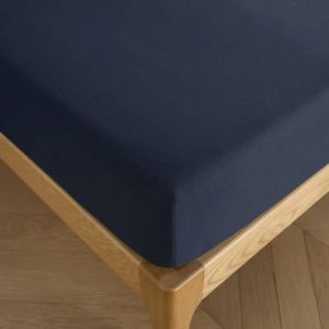 Drap Housse 160 X 200 Cm Bonnet 30 Cm "Pr&eacute;mium" Pour Lit 2 Places - Pr&eacute;mium Bleu Nuit - Neuf
