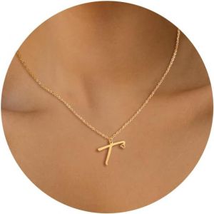Kal-Collier Lettre Initiale Femme Argent Or Initiale A-Z Coeur Pendentif Collier Acier Inoxydable Personnalisé Nom Collier Longueurs Ajustable 45+5cm Cadeau Personnalisé Femme - Neuf