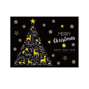 Joyeux Noël Art mural amovible maison vinyle fenêtre murale autocollants décalcomanie Decor - Neuf