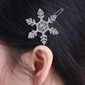 Kalvd-Barrette Flocon De Neige Barrette Argentée En Strass Barrette En Cristal Barrette Latérale Coiffure Accessoires Pour Femmes Et Jeunes Filles - Neuf