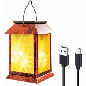 Bhhbb-Lanterne Solaire D'extérieur - 2 Modes D'éclairage - Lanternes Solaires Avec Prises Au Sol - Fonctionne À L'énergie Solaire Et Usb-C - Rechargeable - Étanche Ip65 - En Métal - Pour Extérieur Et - Neuf