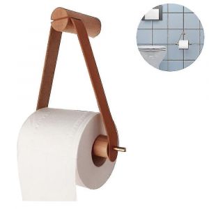 Porte-rouleau de papier toilette vintage en bois et corde de chanvre - Neuf
