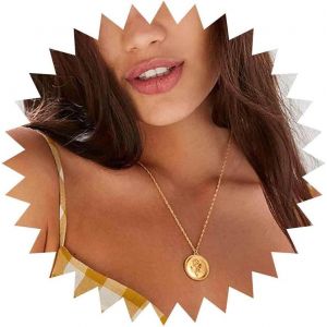 Collier De Pièces De Monnaie En Or Collier Pendentif Disque À Motif Rose Vintage Collier Médaillon Texturé Pendentif Pièce De Monnaie Disque Rond Collier Floral Bijoux Pour Femmes - Neuf