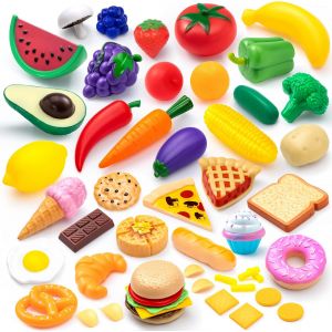 Joyin 50 Pi&egrave;ces Ensemble de Jouets de Cuisine, D&icirc;nette, Fruits l&eacute;gumes factices, Accessoires en Plastique pour Enfants Jouet d'apprentissage &eacute;ducatif, Cadeau de Jeu de r&ocirc;le - Neuf