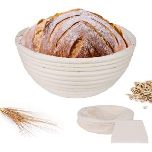 Subzonal-Banneton &Agrave; Pain, 18cm Panier Brotform Rond L'imperm&eacute;abilit&eacute; En Rotin Naturel Levage Du Pain Et De La P&acirc;te, Panier Banneton Brotform En Rotin Naturel Pour Pain Et Levain Avec Tissu En Lin, Ra - Neuf