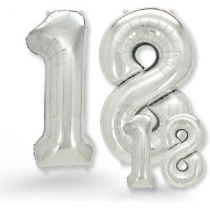 AYUHR-® Ballon decoration anniversaire 4 ans - Lot de 2 - Ballons Numéro 4 en Argent - deco anniversaire 4 ans fille ou garcon - Gonflables à l'Hélium - Happy Birthday Decoration - Argenté Chiffre 4 - Neuf