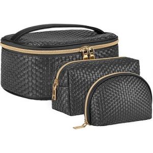 Trousse de Toilette Femme Grande Capacité Trousse de Maquillage avec Imperméable PU Sac Maquillage Trousse de Voyage 3 pièces - Neuf