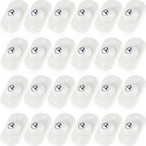 (24 Pcs, Blanc) Auto-Adhésif Roulettes Mini en Acier Inoxydable Roues Pivotantes Universelle Bâton sur 360 Degrés de Rotation de la Roue Collant Poulie pour le Fond des Bacs S - Neuf