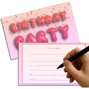Lbgwp60-Lot De 20 Invitations D'anniversaire Roses ¿ Design Unique, Couleurs Vives ¿ Papier Cartonné Mat 300 G/M² De Qualité Supérieure, Impression Recto-Verso Pour Tous Les Âges, Célébrations - Neuf
