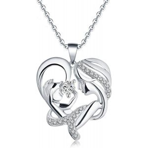 Kal-Collier Coeur Pendentif Femme Personnalis&eacute; Pr&eacute;nom Pierre De Naissance 925 Sterling Collier Argent Cadeau Femme No&euml;l Saint Valentin F&ecirc;te Des M&egrave;res - Neuf