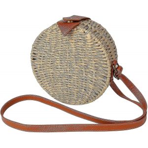 Sac de plage en paille, sac à bandoulière rond vintage fait main pour l'été - Neuf