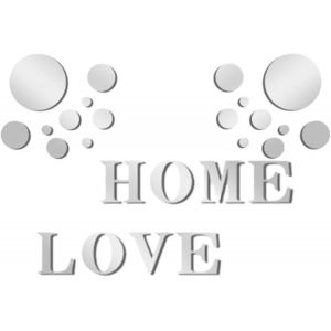 ERYI-Stickers Muraux Salon 26 Pièces Home Love Mirroir Murales Chambre Rond Acrylique Decoration Salon Autocollant Argent - Neuf