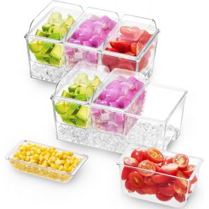 Letnerny-Boite Fruit, Snack Box 3 Compartiments, Boite A Bonbon, Plateau Aperitif, Plats, Coupelle Avec Couvercles, Service À Condiments, Pot A Epices, Boite A Epice Cuisine Rangement, 2 Pièces - Neuf