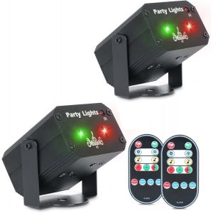 2 Pièces Mini Lampe De Scène Avec Télécommande, 32 Motifs De Projection Rgb Câble Usb, Lumière Disco Contrôlée Par Musique Et Stroboscop, Boule Disco À Commande Vocale Pour Halloween, Fête - Neuf