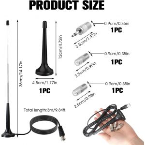 FM Radio Antenna Dab Indoor Telescopic 75 Ohm Magnetic Base 3M Cable FM Antenna for HiFi Tuner Compatible Stereo Receiver Powerful Indoor TNT Antenna for HiFi System - Neuf