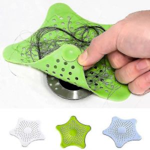 Lot de 2 filtres &agrave; d&eacute;chets pour &eacute;vier, cuisine et salle de bain, avec ventouse pentagramme et couvercle de bonde en plastique. - Neuf