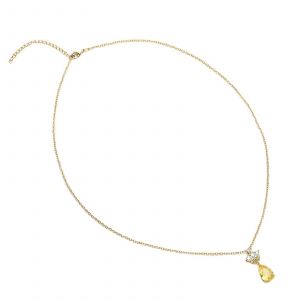 Pendentif Fin Pendentif Pendentif Diamant Jaune &Eacute;l&eacute;gant Collier Couronne En Forme De Larme - Neuf